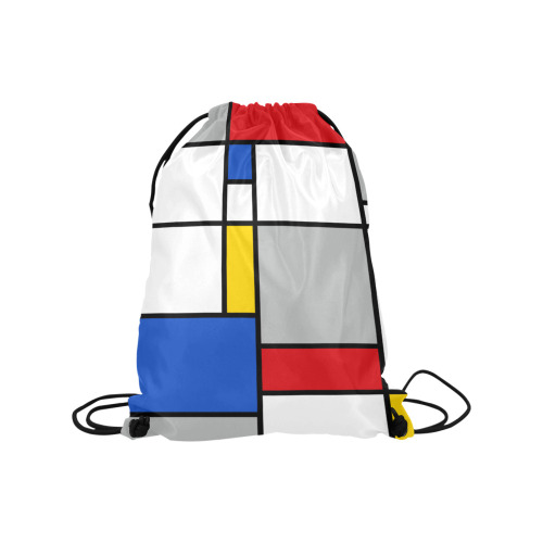 Geometric Retro Mondrian Style Color Composition Medium Drawstring Bag Model 1604 (Twin Sides) 13.8"(W) * 18.1"(H)