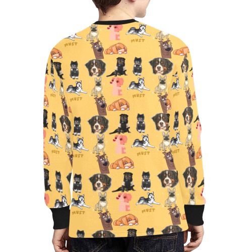 Dogs pattern Kids' Rib Cuff Long Sleeve T-shirt (Model T64)