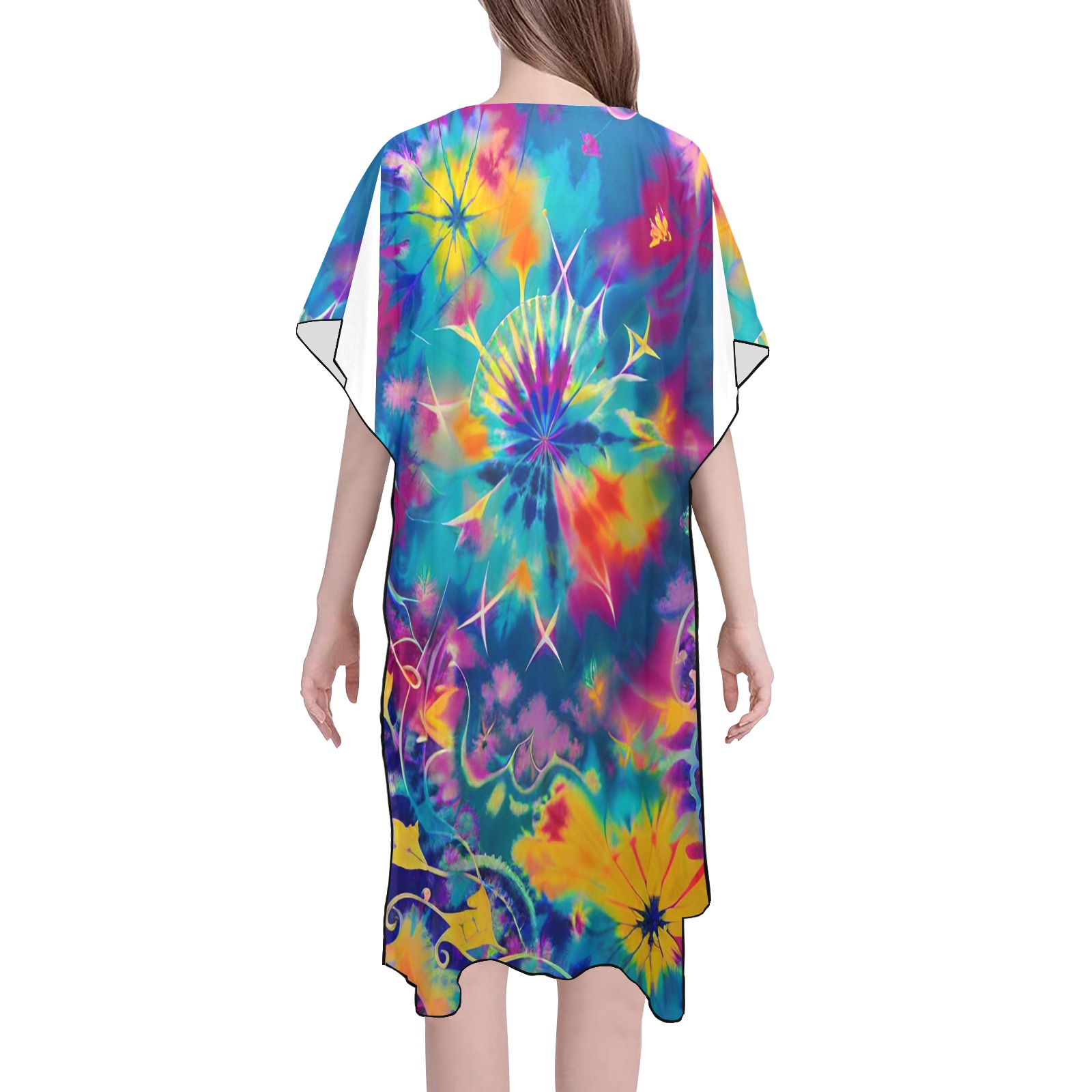 Dreaming Of Tie Dye Mid-Length Side Slits Chiffon Cover Ups (Model H50)