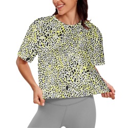 Modern leopards dots 1A Women's Cropped T-shirt (Model T80)