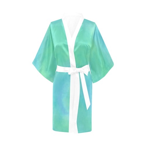 Misty Clouds Green Kimono Robe