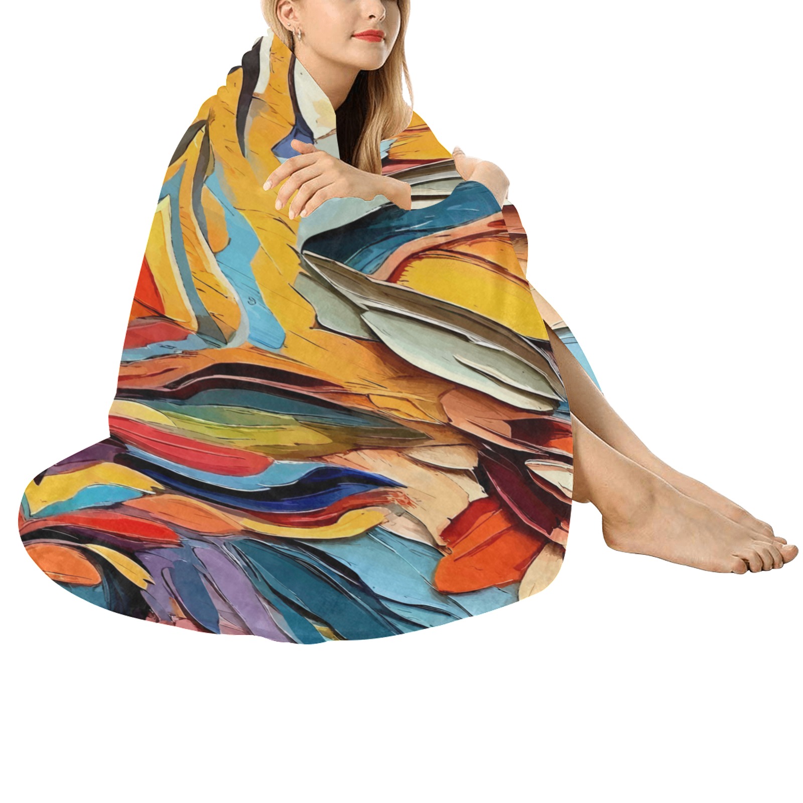 Fantasy tribal pattern colorful abstract art. Circular Ultra-Soft Micro Fleece Blanket 60"