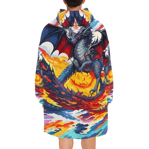 Cool abstract fire dragon. Colorful fantasy art. Blanket Hoodie for Men