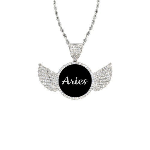 bb jtte Wings Silver Photo Pendant with Rope Chain