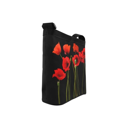 Poppies Floral Design Papaver somniferum on black Crossbody Bags (Model 1613)
