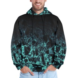 Windy Nite - turquoise and black polygon swirl gradient Men's All Over Print Hoodie (Model H61)