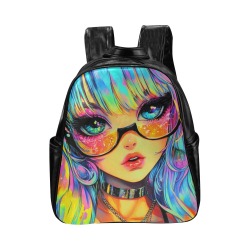 COLORFUL ANIME MANGA JAPANESE GIRL Multi-Pockets Backpack (Model 1636)