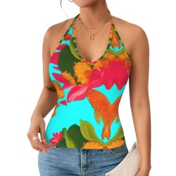 Serenity NOW! Halter V neck Women's V-Neck Halter Top (Model T83)