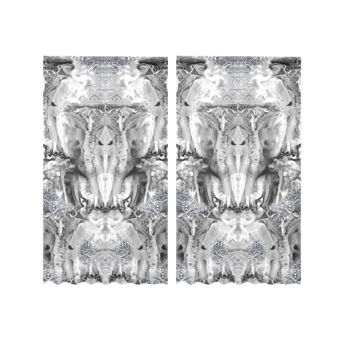 Nidhi-March-animal design-42x62 Gauze Curtain 28"x63" (Two-Piece)