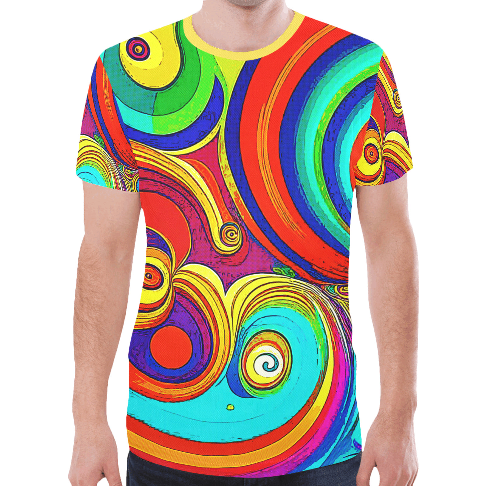 Colorful Groovy Rainbow Swirls New All Over Print T-shirt for Men (Model T45)