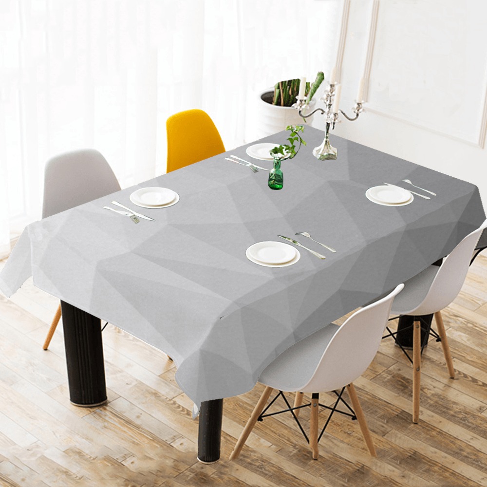 Grey Gradient Geometric Mesh Pattern Cotton Linen Tablecloth 60"x120"