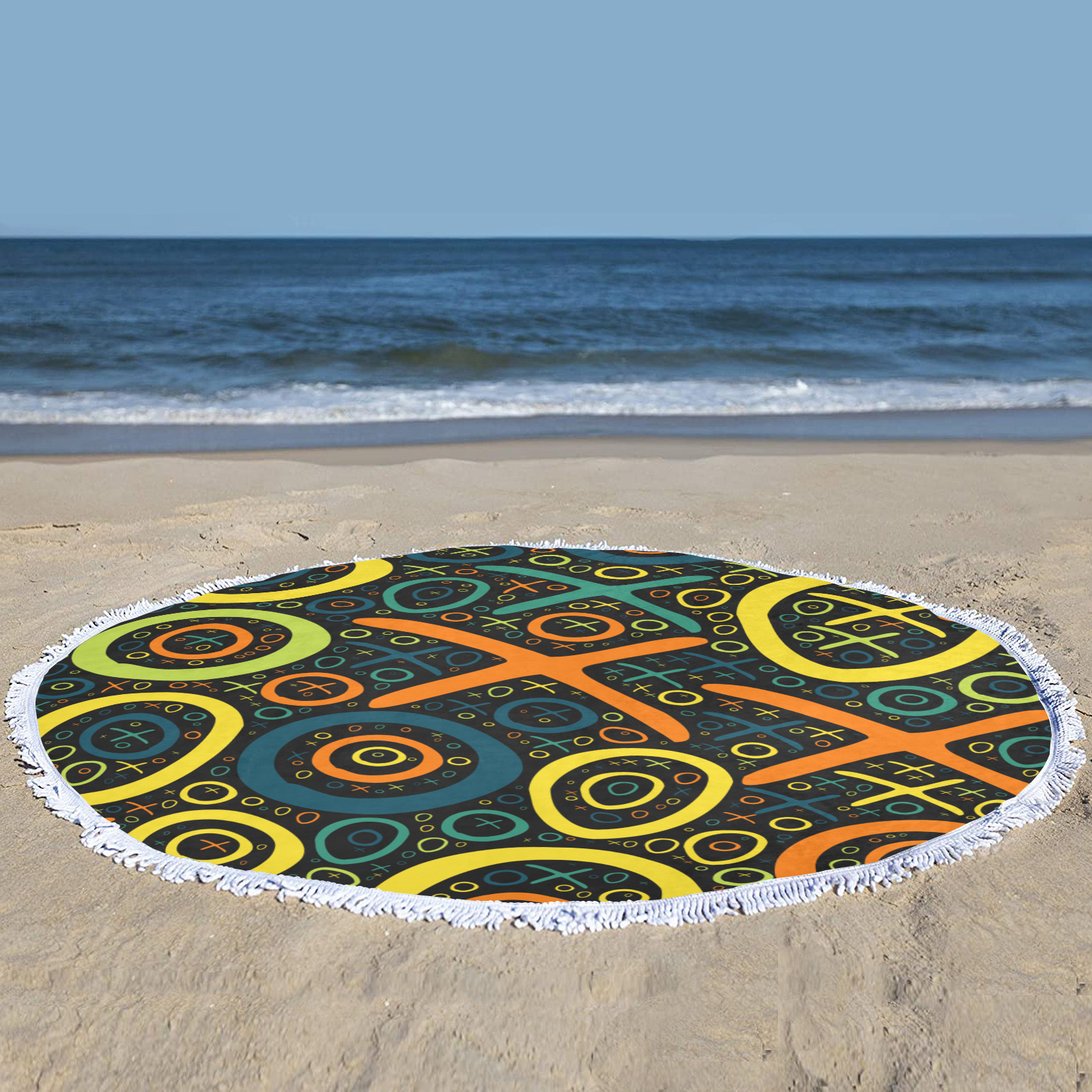 XO0L2-O SYMPLZ Circular Beach Shawl Towel Circular Beach Shawl Towel 59"x 59"