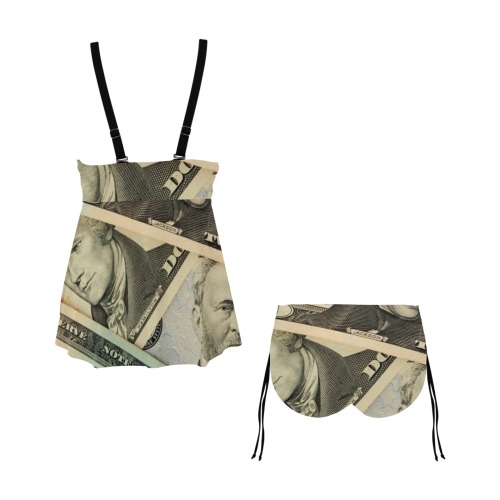US PAPER CURRENCY Chest Drawstring Swim Dress (Model S30)
