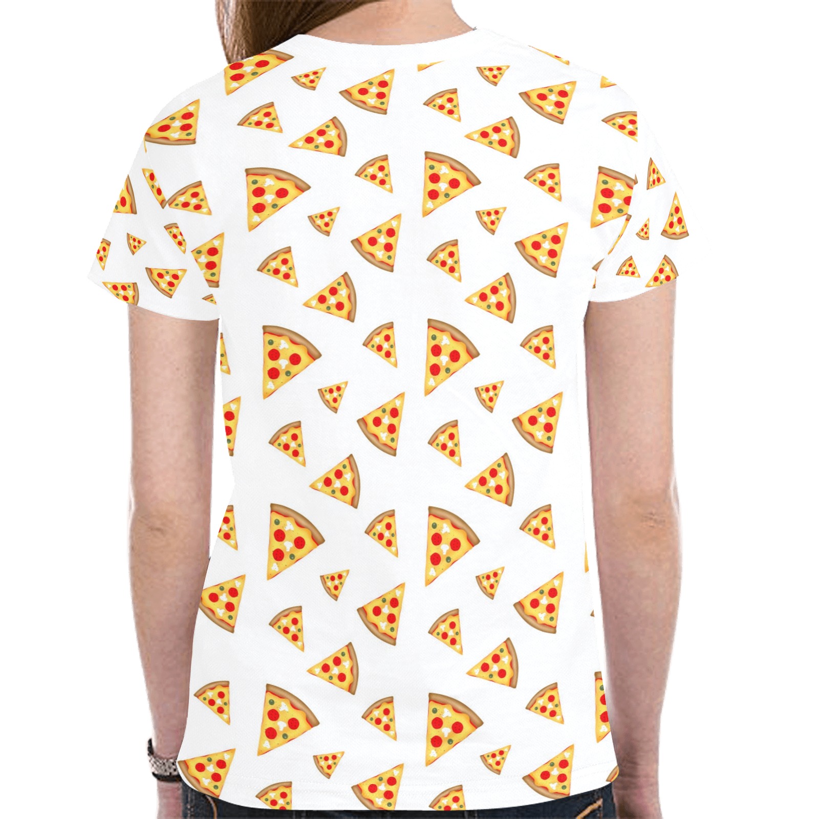 Cool and fun pizza slices pattern on white New All Over Print T-shirt for Women (Model T45)