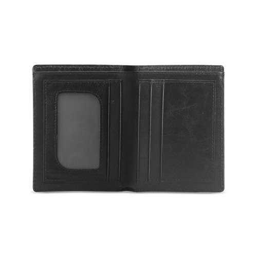 Brown Black Plaid Men's Leather Wallet (Model 1612)