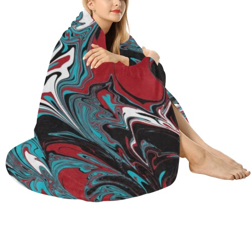 Dark Wave of Colors Circular Ultra-Soft Micro Fleece Blanket 60"