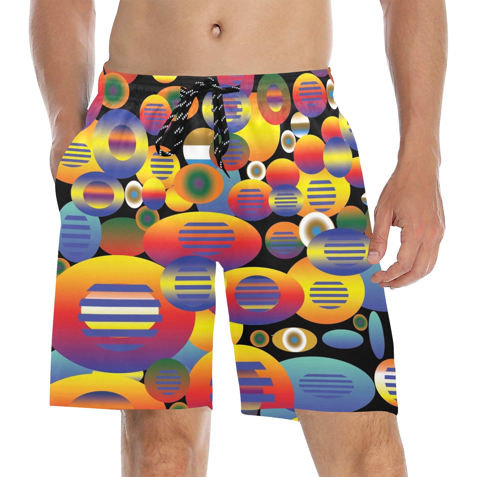 closed bubbles bk Men's Mid-Length Beach Shorts (Model L51)