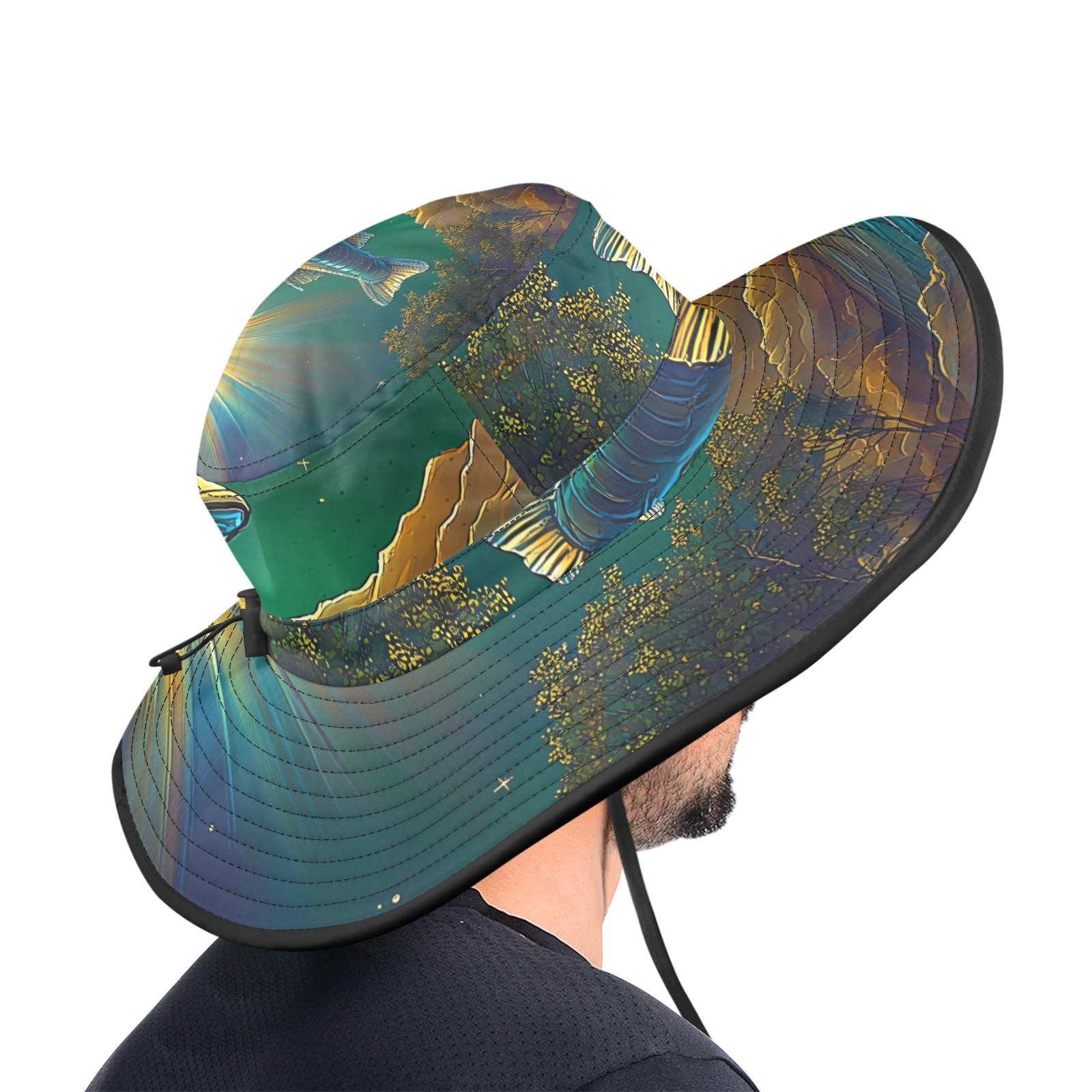 Celestial Swim Wide Brim Bucket Hat