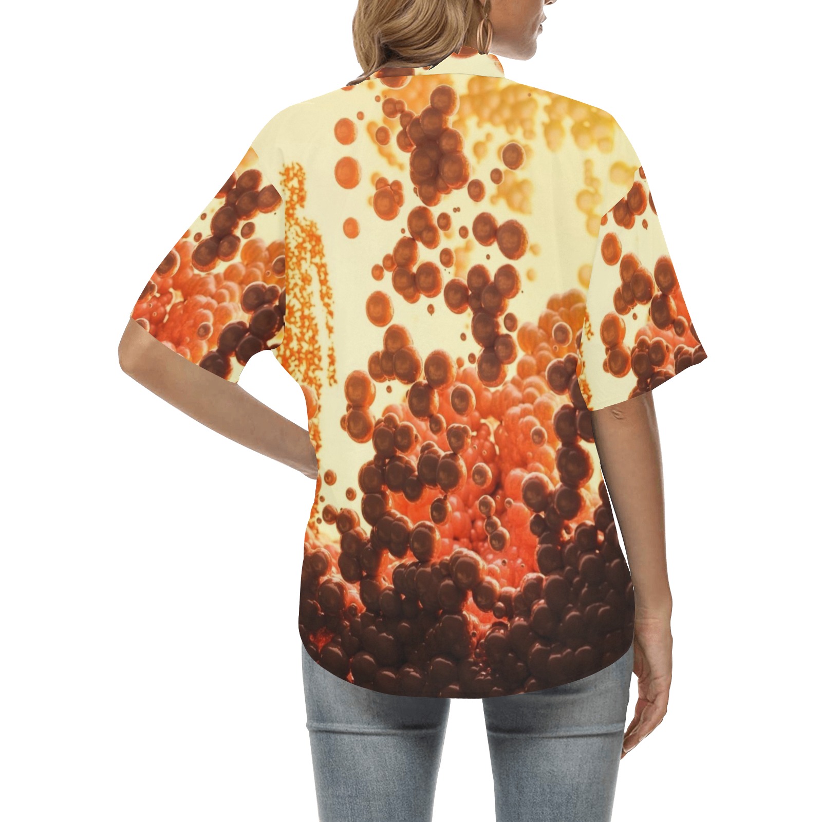 Bubbles All Over Print Hawaiian Shirt for Women (Model T58)
