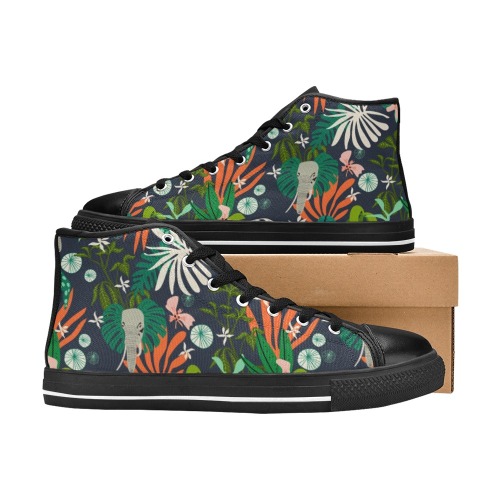 Modern elephants in the jungle 2 Women's Classic High Top Canvas Shoes (Model 017)