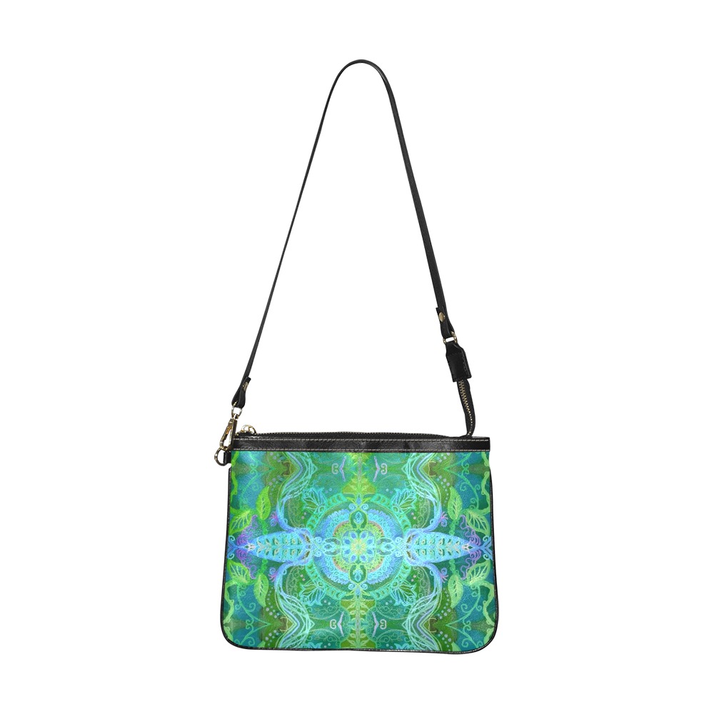 floralie-greenblue Small Shoulder Bag (Model 1710)