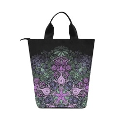 Baroque Garden Watercolor Purple Mandala Zoom Nylon Lunch Tote Bag (Model 1670)