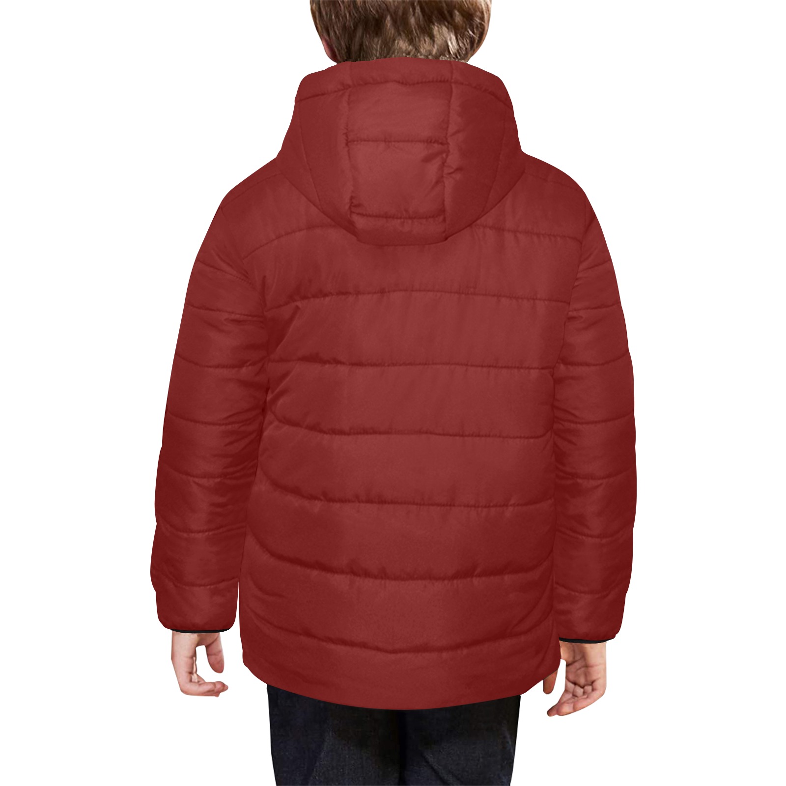 color blood red Kids' Padded Hooded Jacket (Model H45)