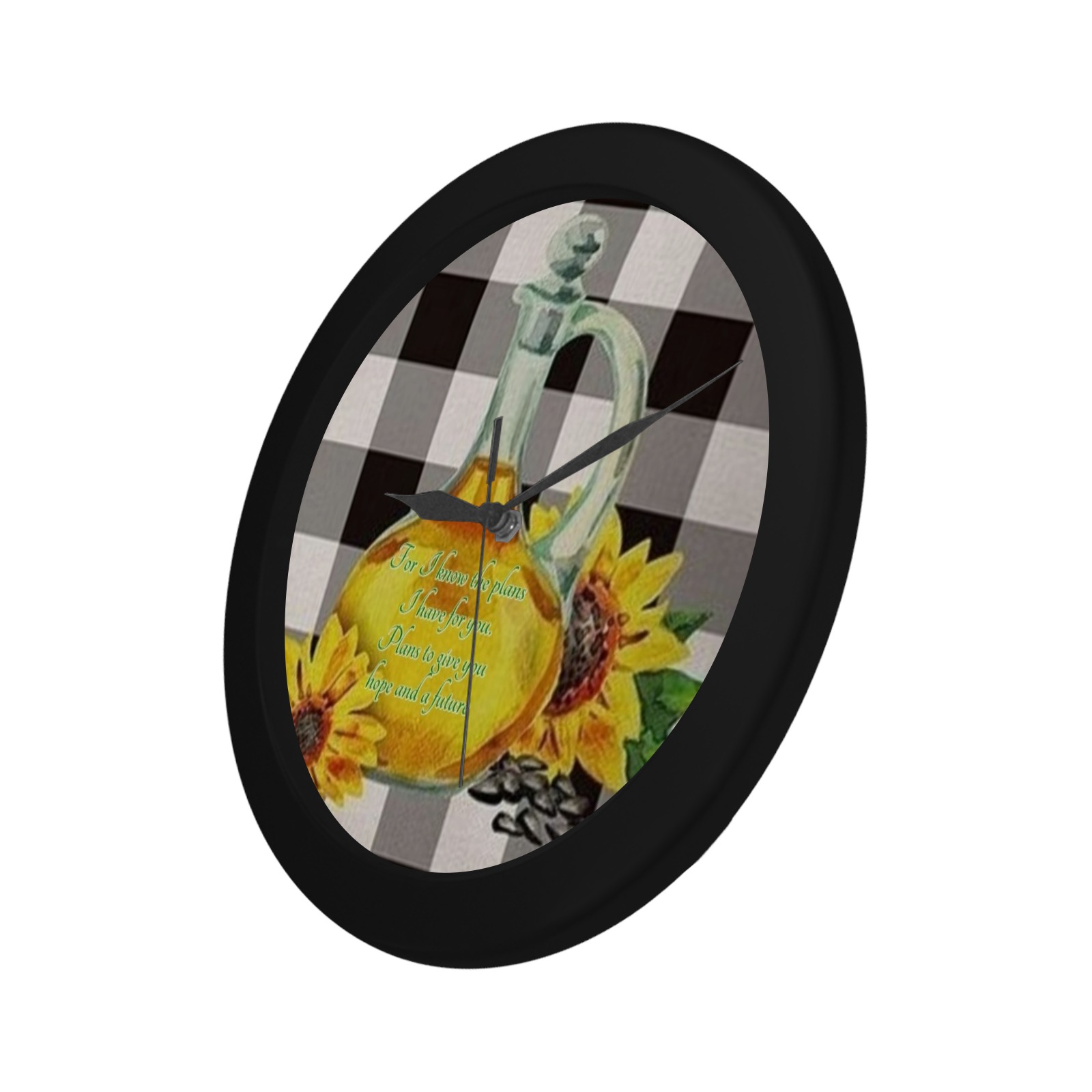 sunflower and oil Circular Plastic Wall clock