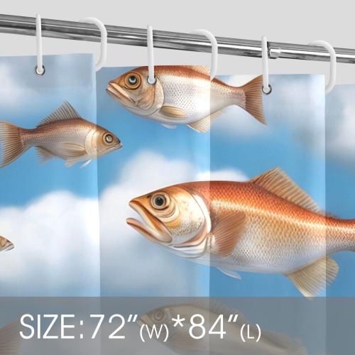 Raining Fish Shower Curtain 72"x84"