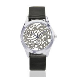 Celtic 1 Unisex Silver-Tone Round Leather Watch (Model 216)