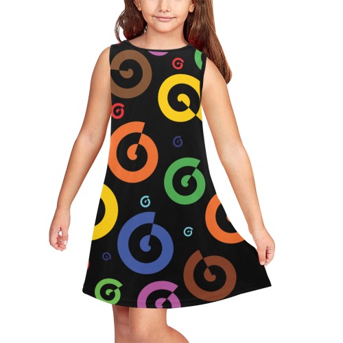 circled 2blk Girls' Sleeveless Dress (Model D58)