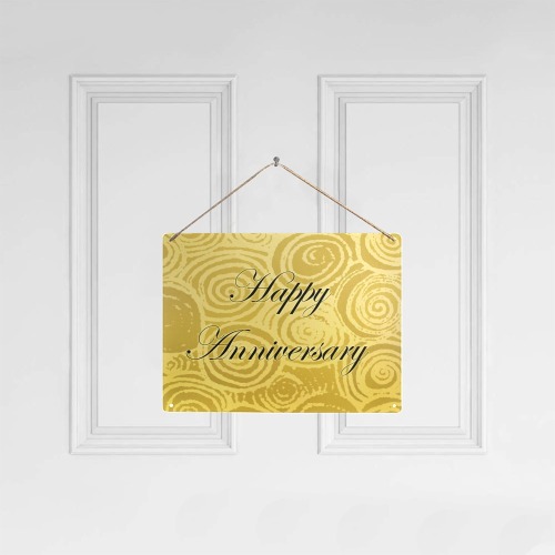 Anniversary Swirls Gold Metal Tin Sign 16"x12"