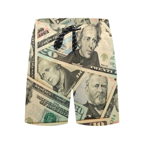 US PAPER CURRENCY Men's Mid-Length Beach Shorts (Model L51)