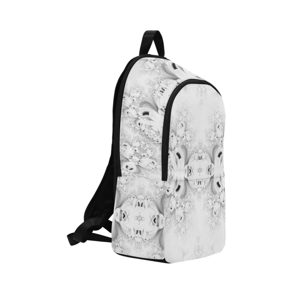 Snowy Winter White Frost Fractal Fabric Backpack for Adult (Model 1659)