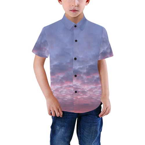 Morning Purple Sunrise Collection Boys' All Over Print Short Sleeve Shirt (Model T59)