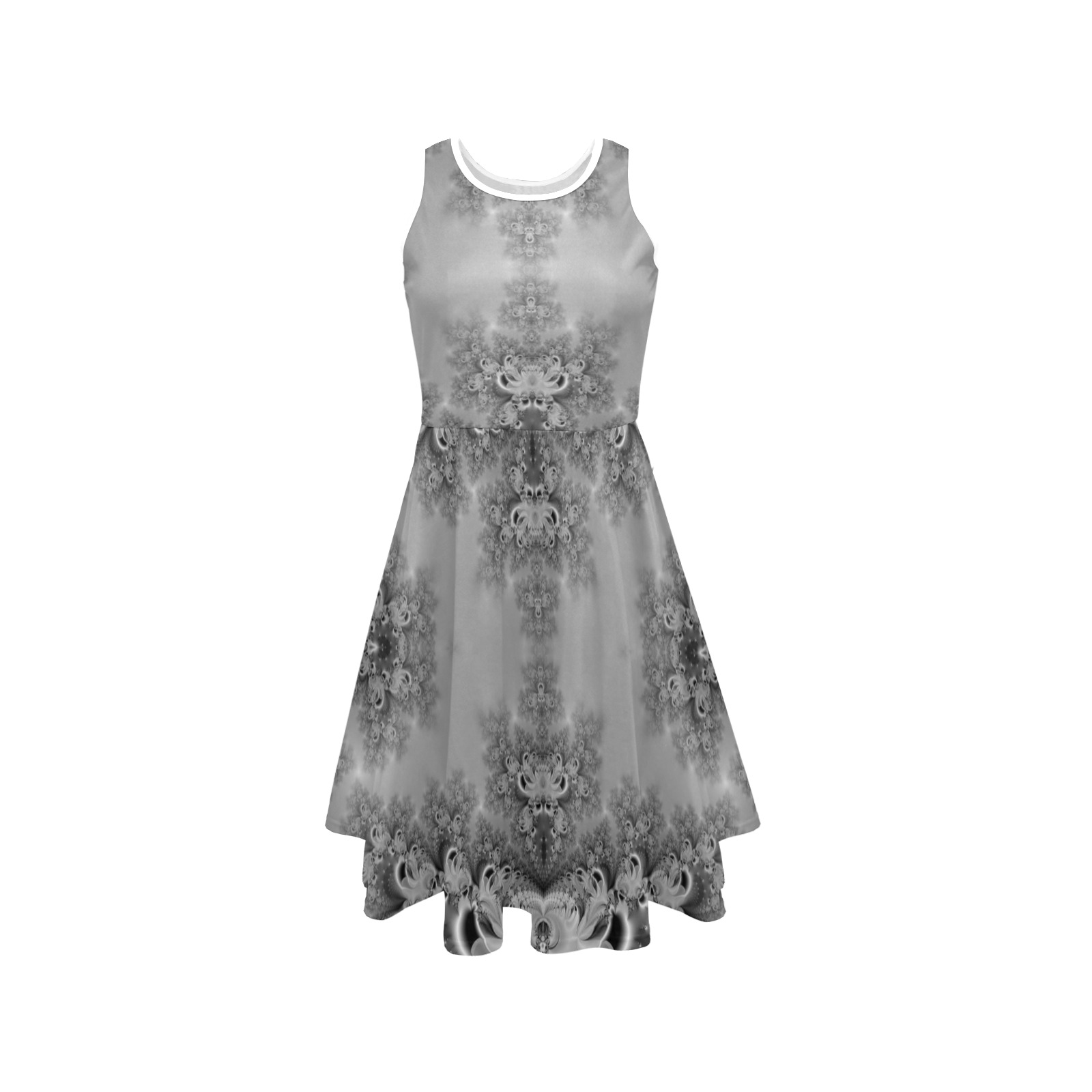 Cloudy Day in the Garden Frost Fractal Sleeveless Expansion Dress (Model D60)