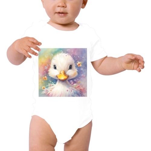 Rainbow Birds Ducks 3 Baby Powder Organic Short Sleeve One Piece (Model T28)