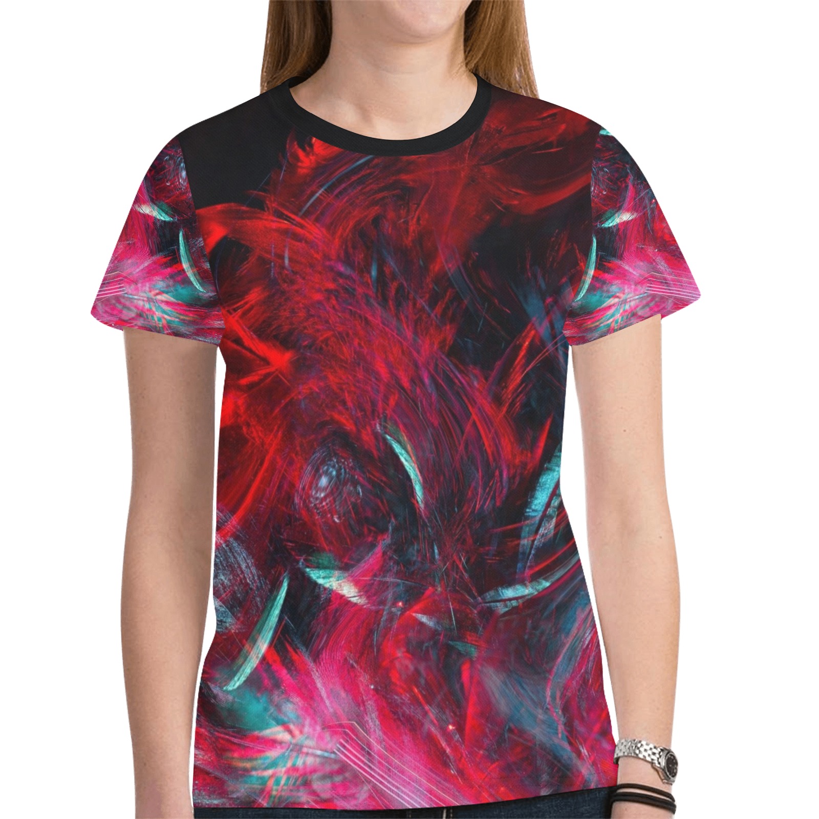 Abstract-Red New All Over Print T-shirt for Women (Model T45)