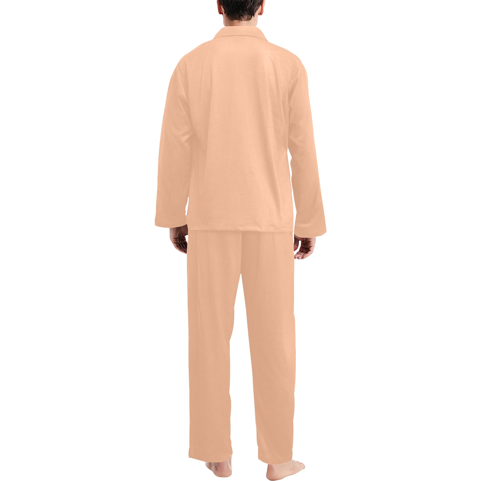 Peach Fuzz 2024 Men's V-Neck Long Pajama Set