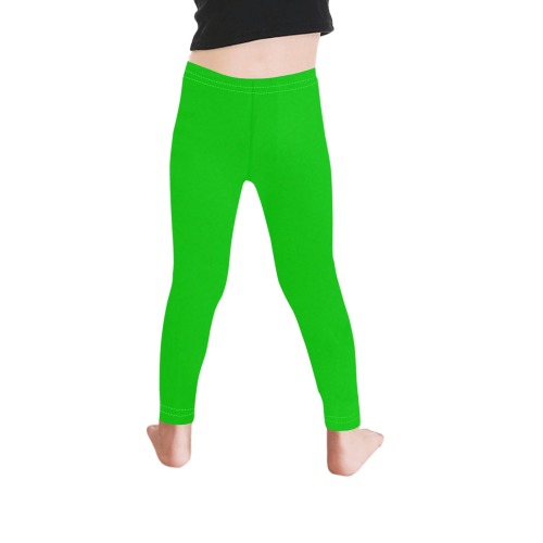Merry Christmas Green Solid Color Kid's Ankle Length Leggings (Model L06)