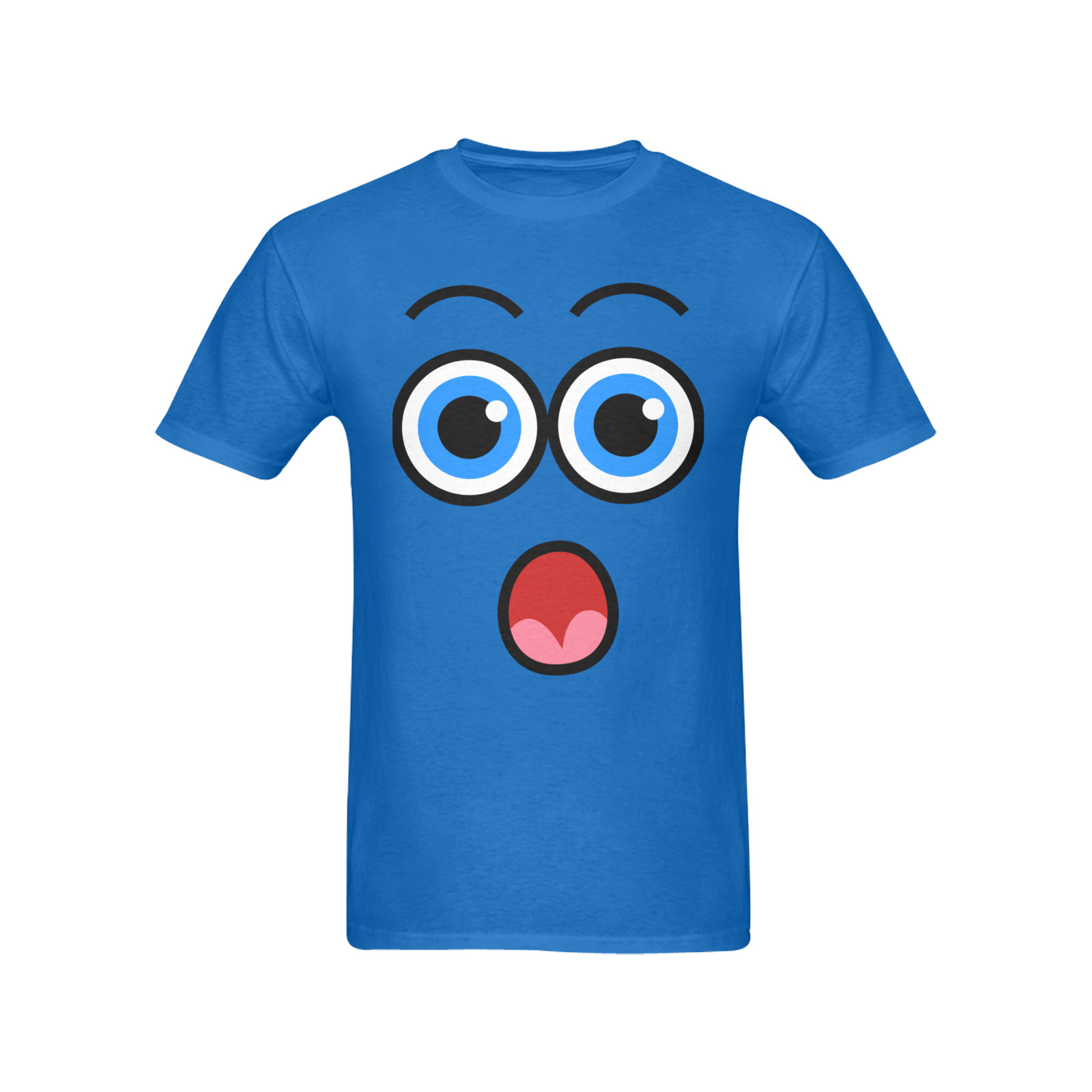 Funny Comic Cartoon Expressive Shocked Face Men's T-Shirt in USA Size (Two Sides Printing)