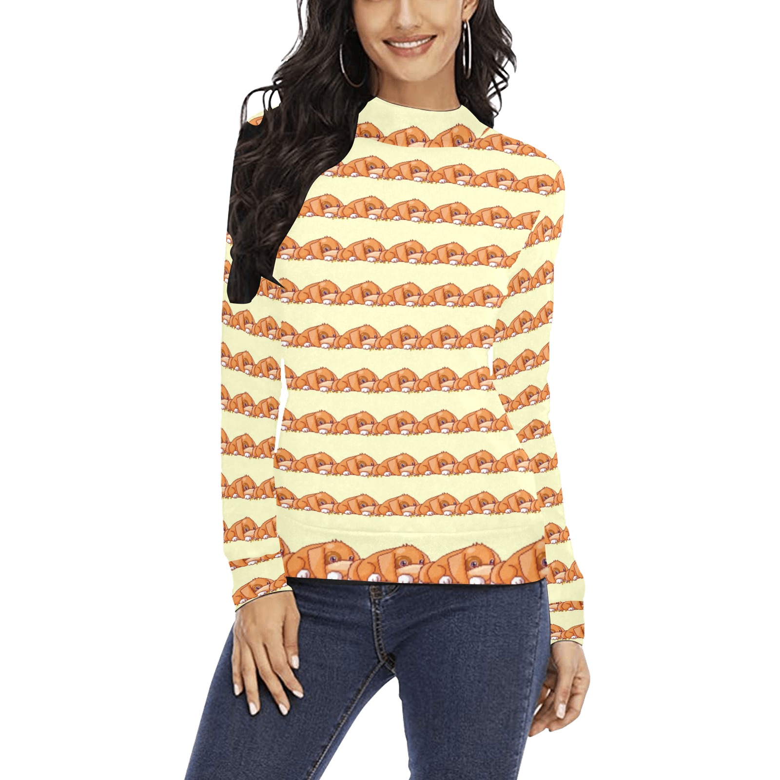 pattern (18) Women's All Over Print Mock Neck Sweatshirt (Model H43)
