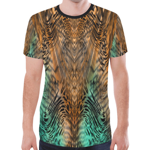Jungle Animal print Green and Gold tones New All Over Print T-shirt for Men (Model T45)