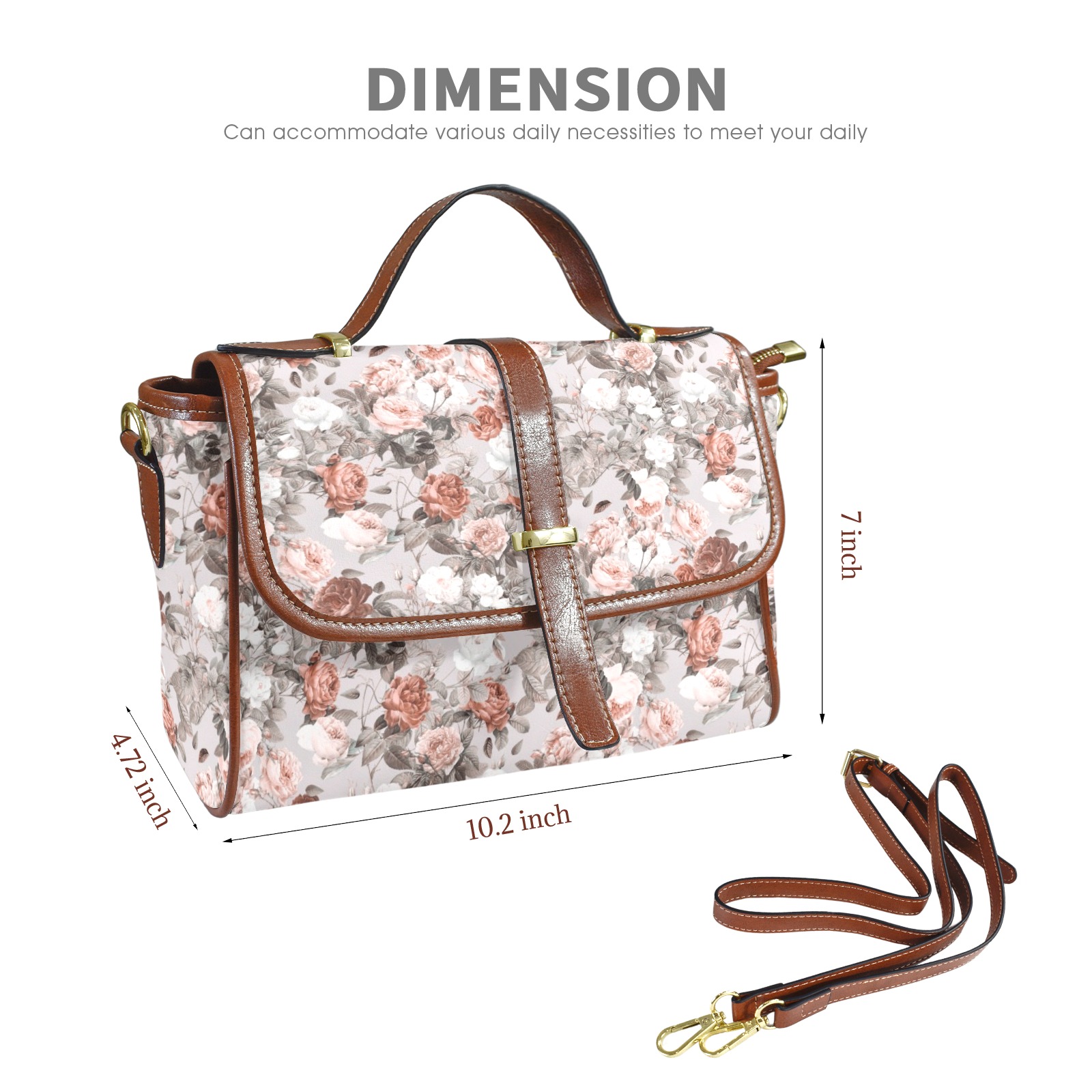 Blossom Multi-Function Leather Satchel-Brown (Model 1739)