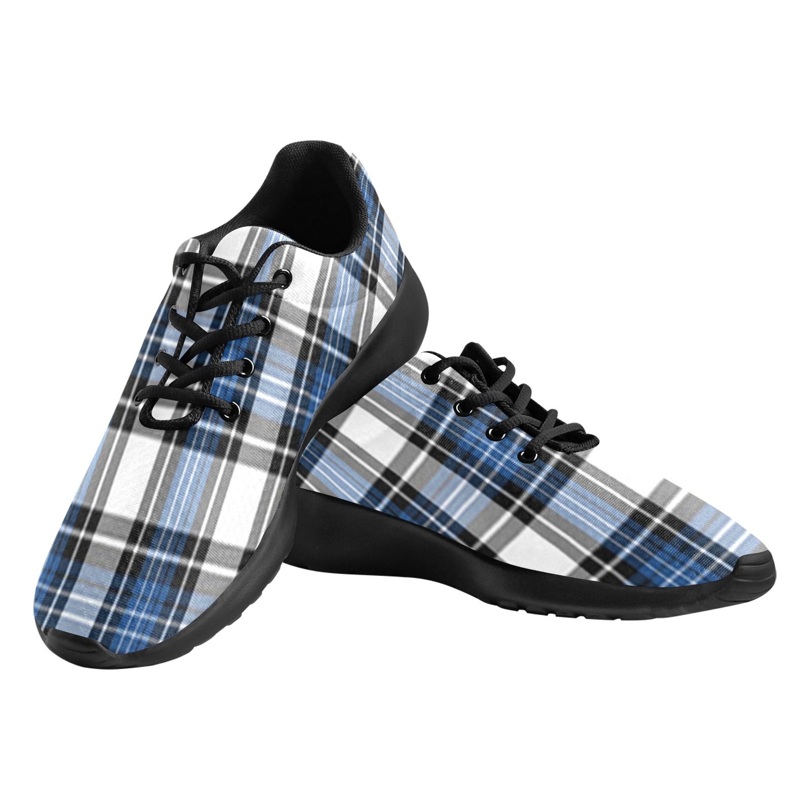 Blue Black Plaid Women's Athletic Shoes (Model 0200)