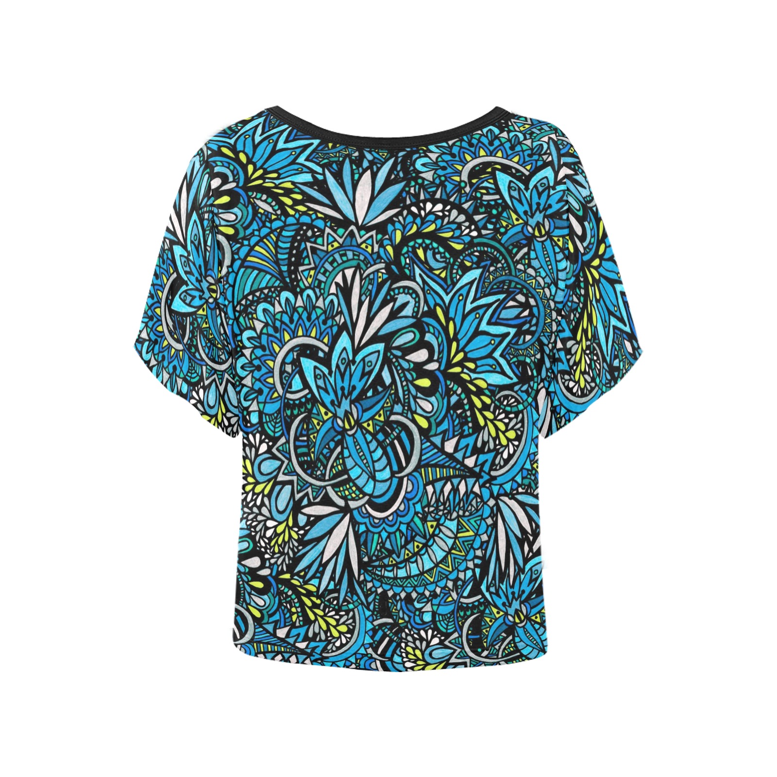 Cerulean Swirls Women's Batwing-Sleeved Blouse T shirt (Model T44)