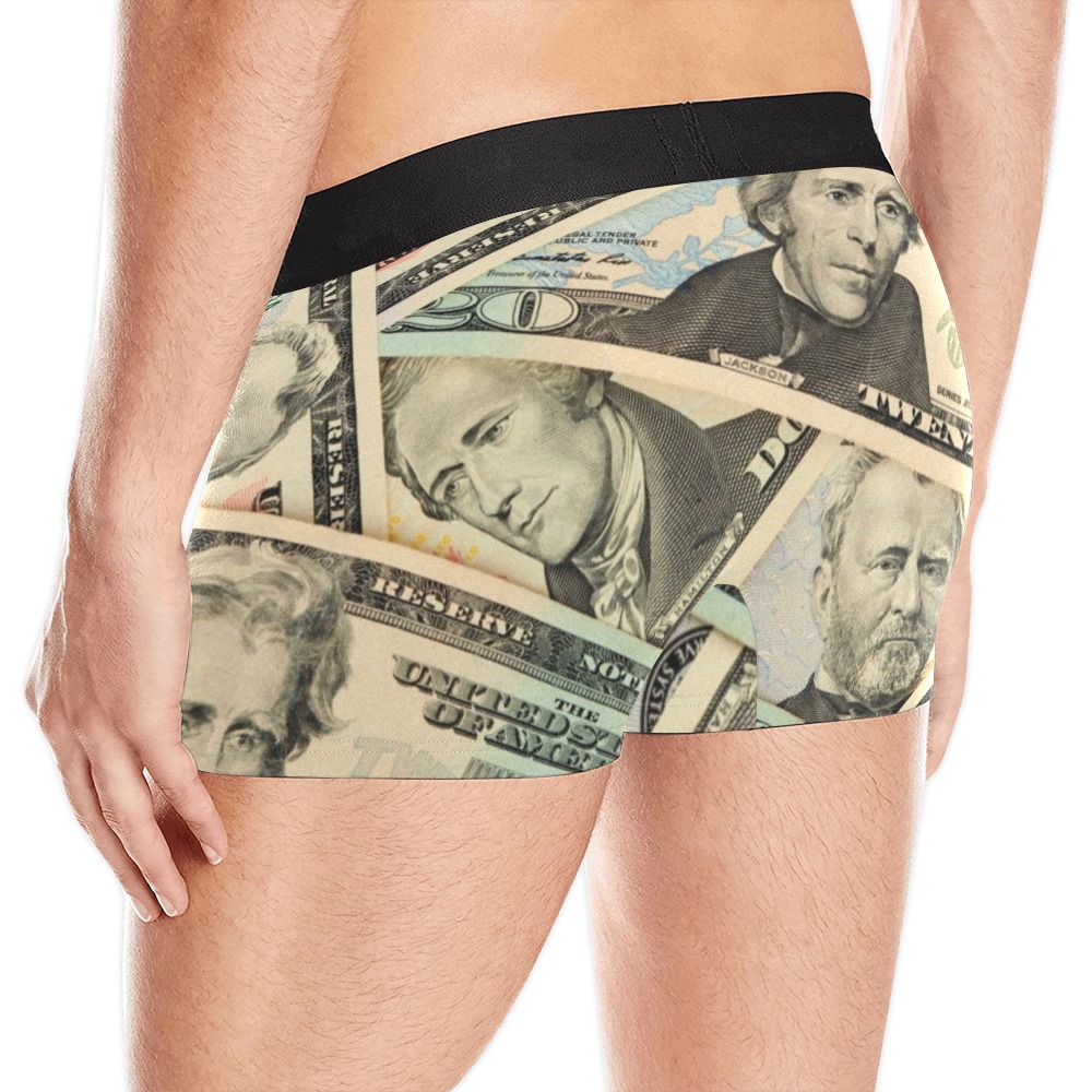 US PAPER CURRENCY Men's Boxer Briefs with Merged Design (Model  L10)