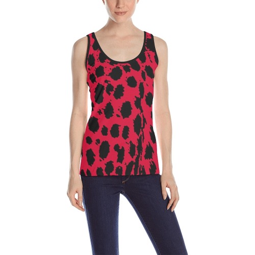Cheetah Red All Over Print Tank Top for Women (Model T43)