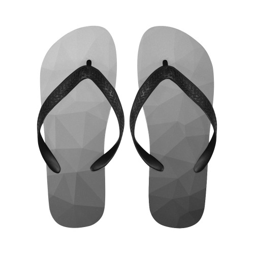 Grey Gradient Geometric Mesh Pattern Flip Flops for Men/Women (Model 040)