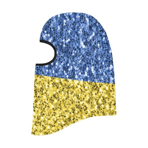 Blue yellow Ukraine flag glitter faux sparkles All Over Print Balaclava
